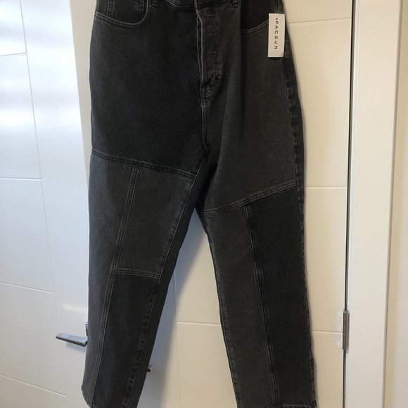 NWT PacSun Eco Two-Tone Black High Waisted Straight Leg Jeans (size 30) - Picture 4 of 8